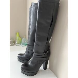 Hinge black leather boots. Size 6.5